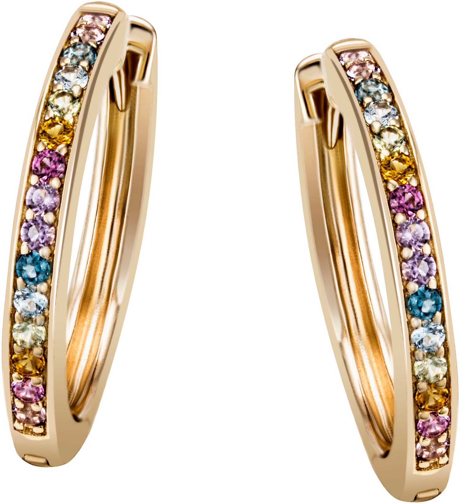 Firetti Paar Creolen Schmuck Geschenk Silber 925 Ohrschmuck Ohrringe Regenbogen, mit Topas (behandelt), Amethyst, Citrin, Peridot, Rhodolith, Topas