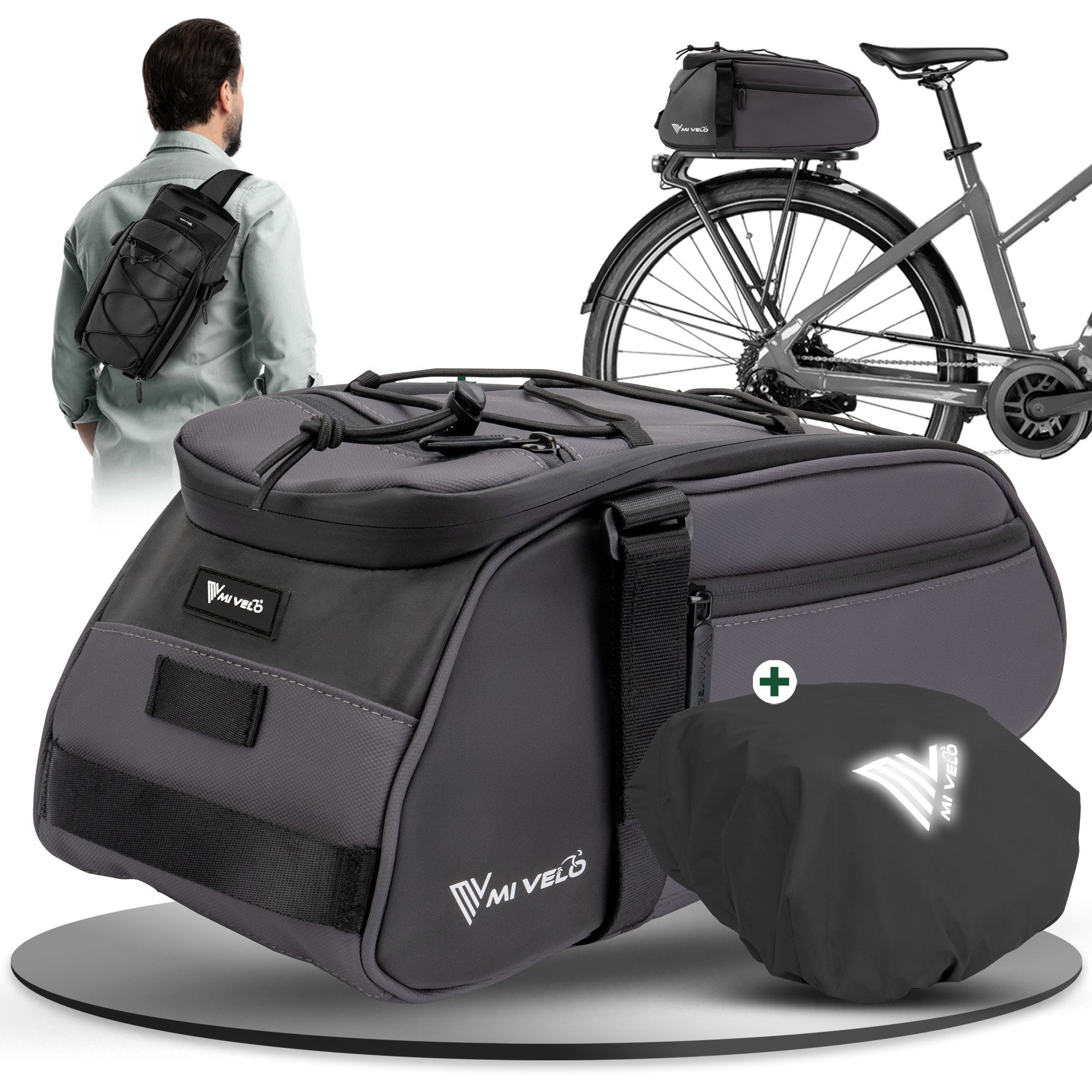 MIVELO Fahrradtasche Gepäckträgertasche mit Schulter- Rückenriemen