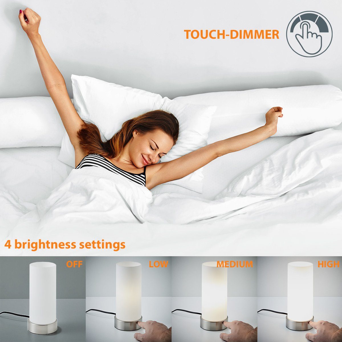 B.K.Licht Tischleuchte Isa, ohne Leuchtmittel, LED Tischlampe, Berührungsse günstig online kaufen