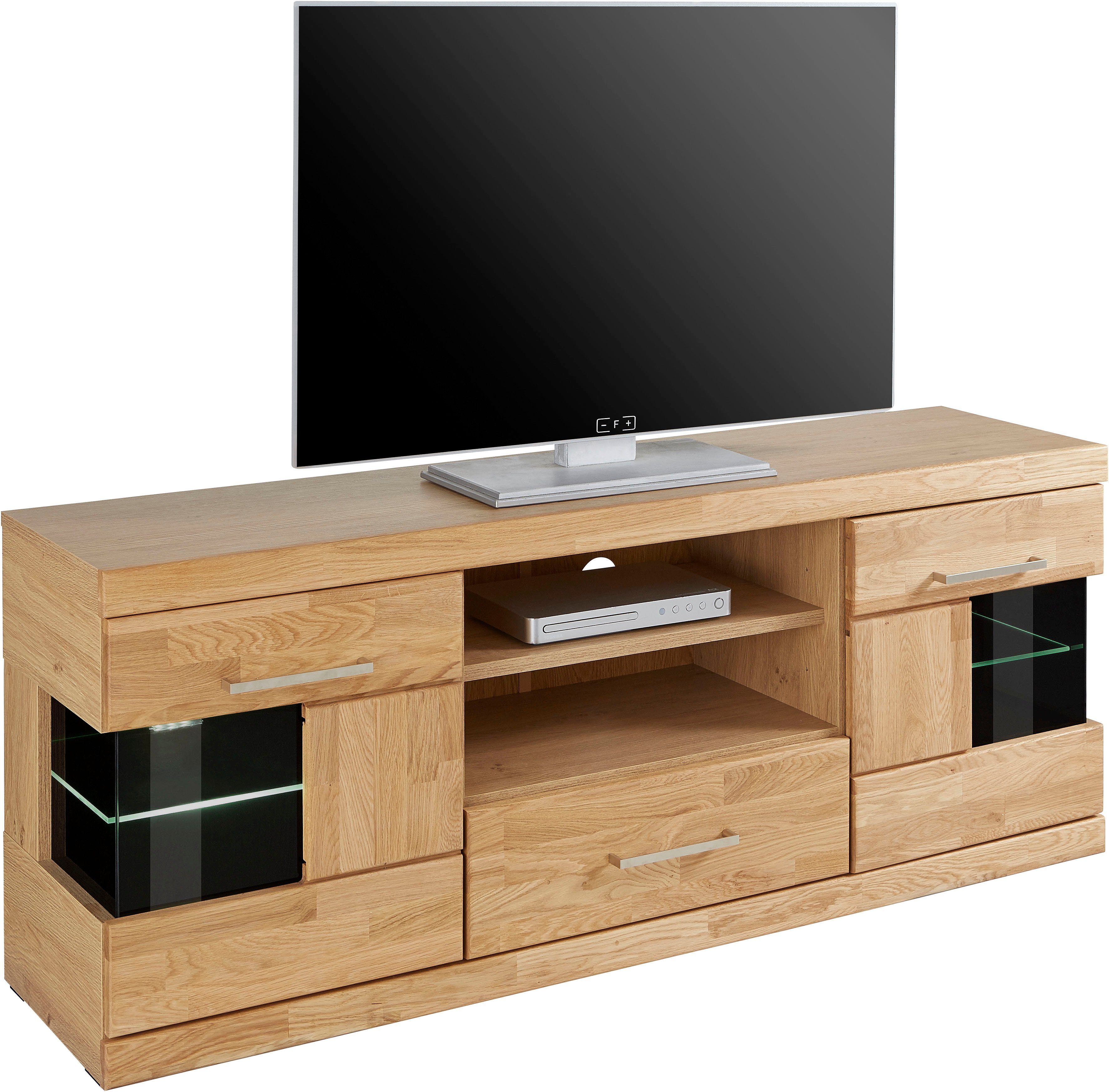 Home affaire Lowboard Ribe,140cm breit, Fronten Massivholz,6 Fächer,Kabeldu günstig online kaufen