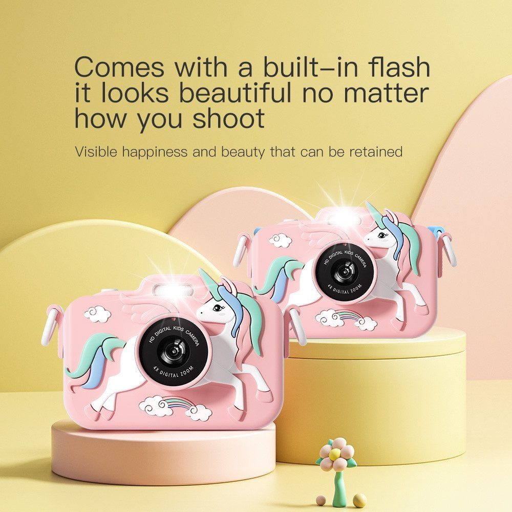 Ophy 1080P Kinderkamera mit 2,0-Zoll Display, 8x Zoom & Selfie Kinderkamera (8x opt. Zoom, inkl. Selfie Digitalkamera Kinder Fotoapparat Kinder, inkl. 64GB Karte, für Jungen & Mädchen von 3–12 Jahren)