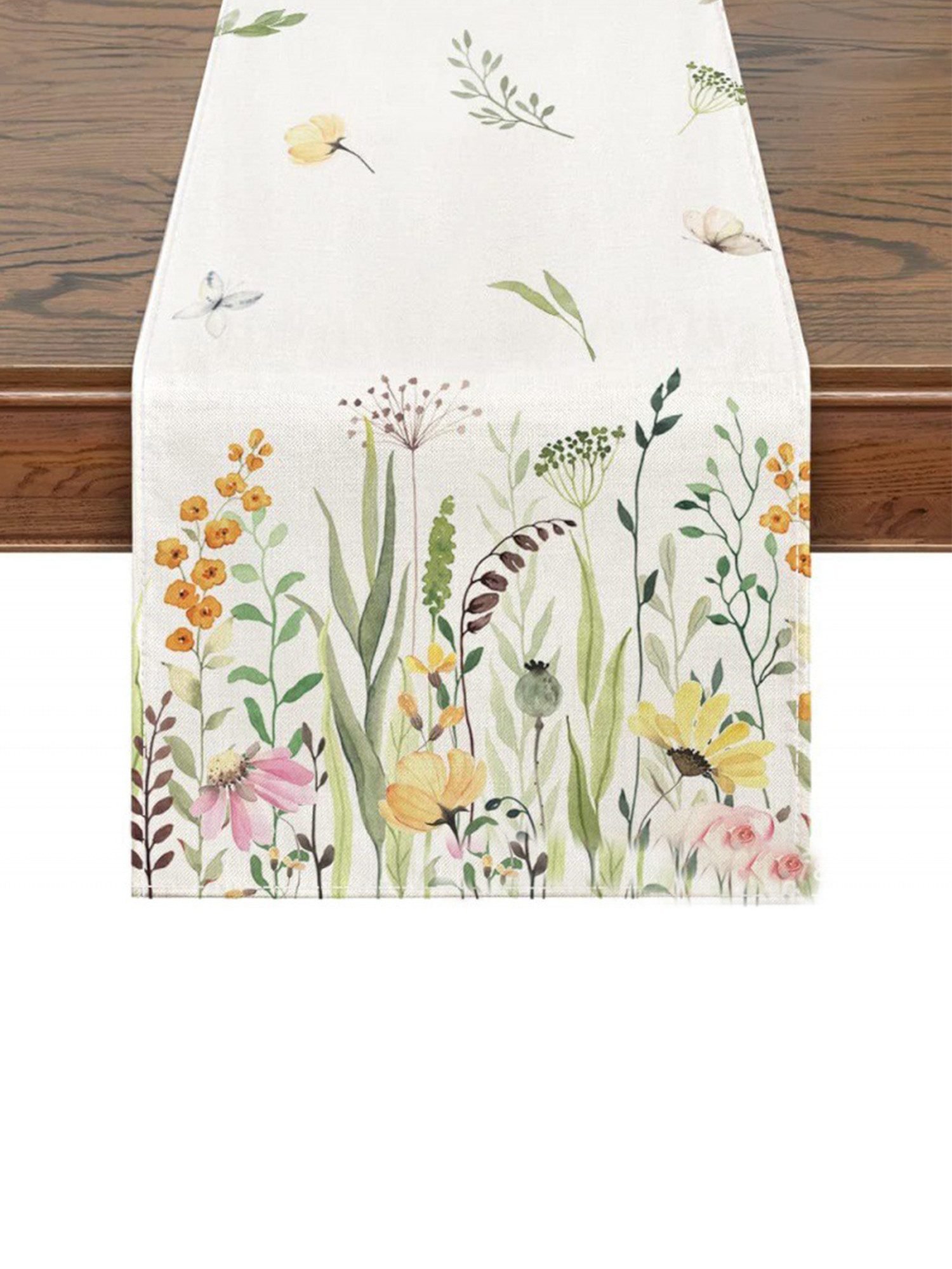 Tischläufer Moderner Tischläufer, Waschbare Leinen Tischdecke mit Blumendruck