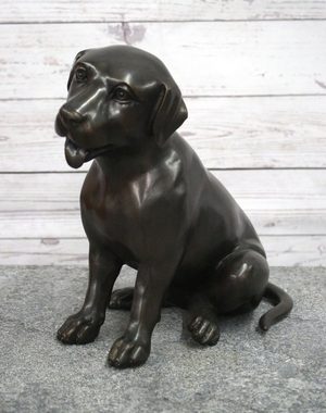 Bronzeskulpturen Skulptur Bronzefigur kleiner Labrador Welpe Haustier