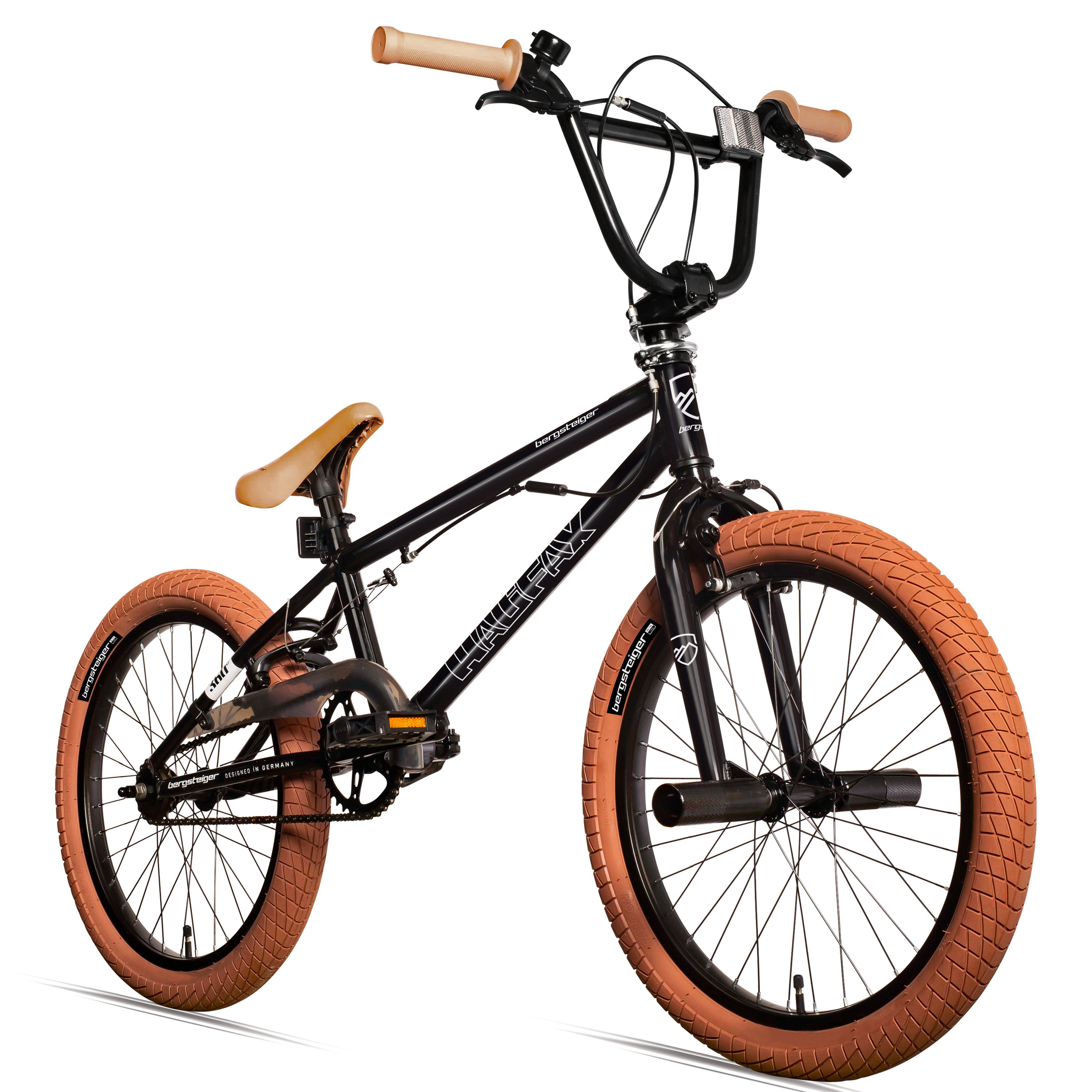 bergsteiger BMX-Rad Halifax 20 Zoll BMX, Fatbike, 360° Rotor-System, Freestyle, 1 Gang Schwarz