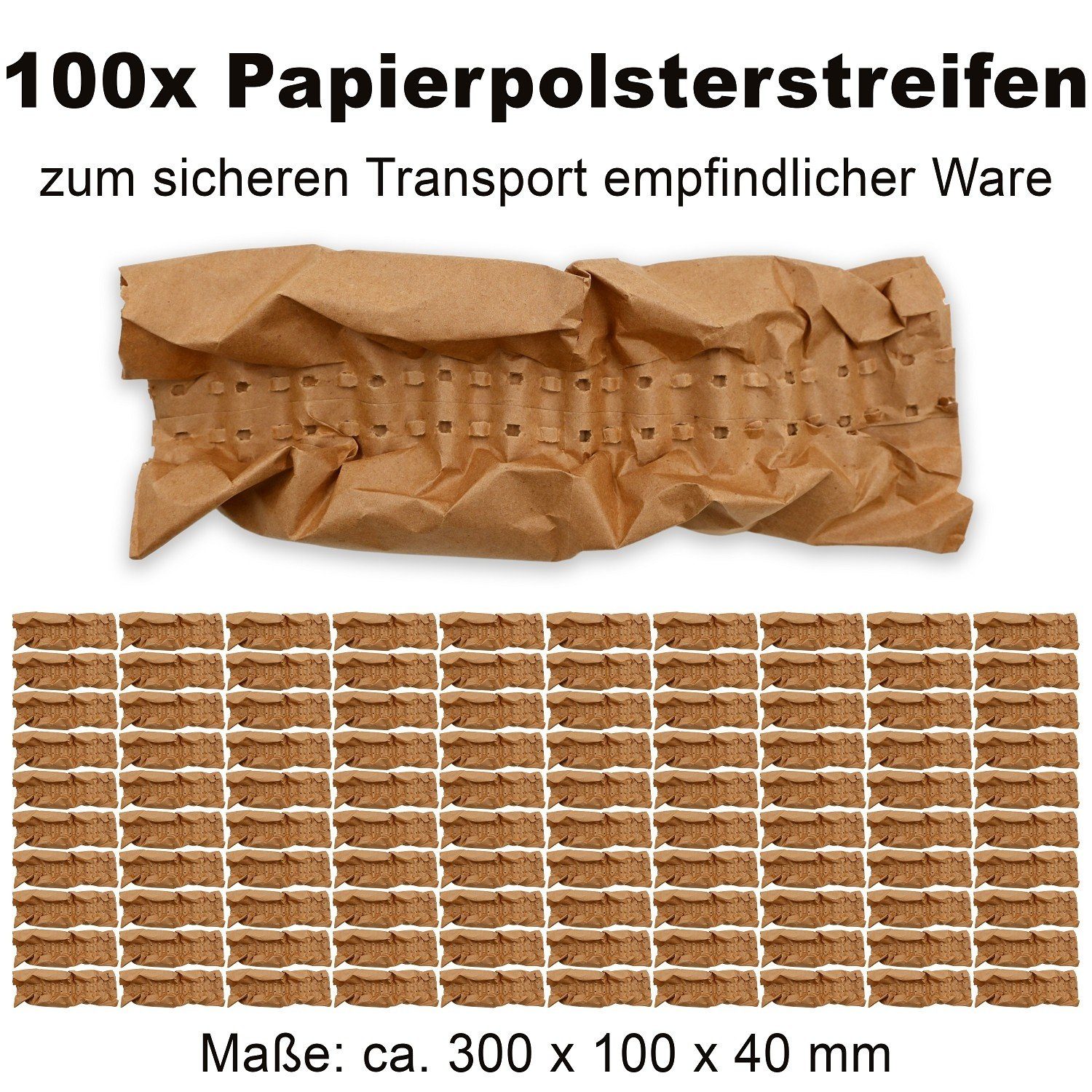 STV media GmbH Packpapier Papierpolsterstreifen ca. 300 x 100 x 40 mm 100 Stück, 100 St, (100St)