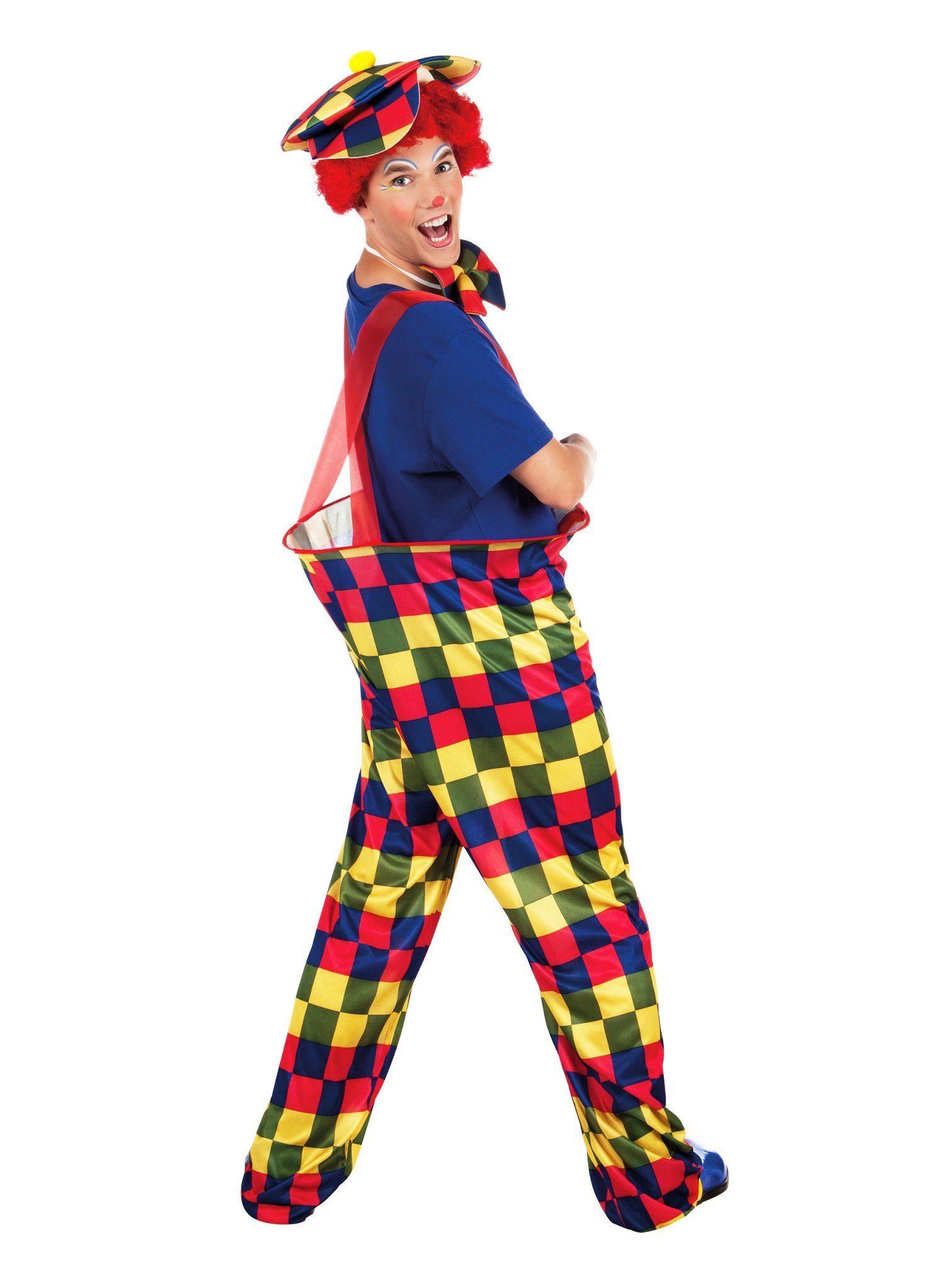 Boland Kostüm Karierter Clown, Lustiges Set aus Mütze, Fliege und Hose