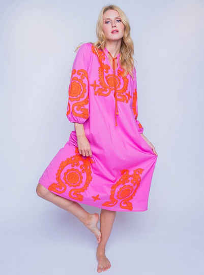 Emily Van Den Bergh Blusenkleid Tunikakleid mit Ornamenten Pink