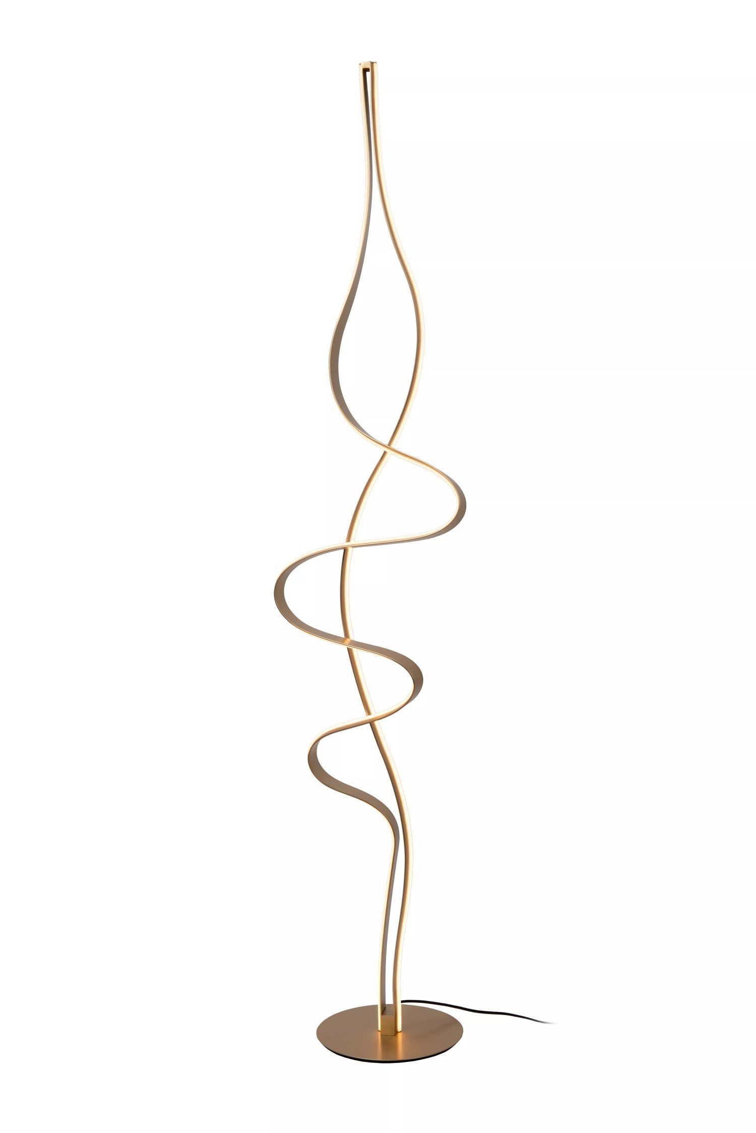 Licht-Erlebnisse Stehlampe TOVAX, LED fest integriert, Warmweiß, LED mit Dimmer 2700 K warmweiß 350-3580 lm 163 cm in Gold Modern