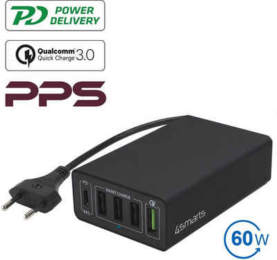 4smarts Netzladestation VoltPlug PPS 60W /Power Delivery+QC3.0 Akku-Ladestation