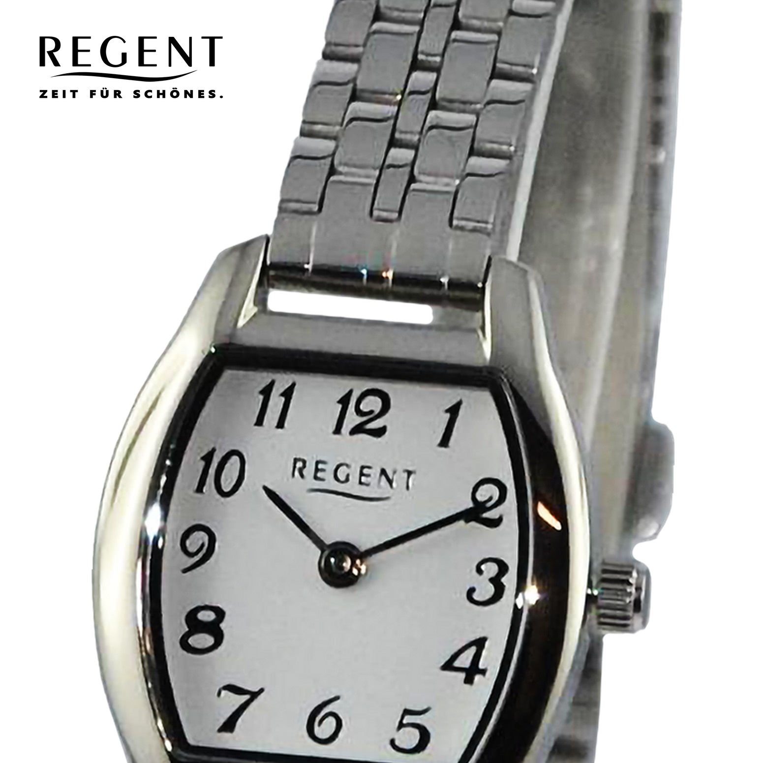 Damen Regent 22x30mm), Metallarmband (ca. Quarzuhr groß Armbanduhr Analog, extra rund, Armbanduhr Damen Regent