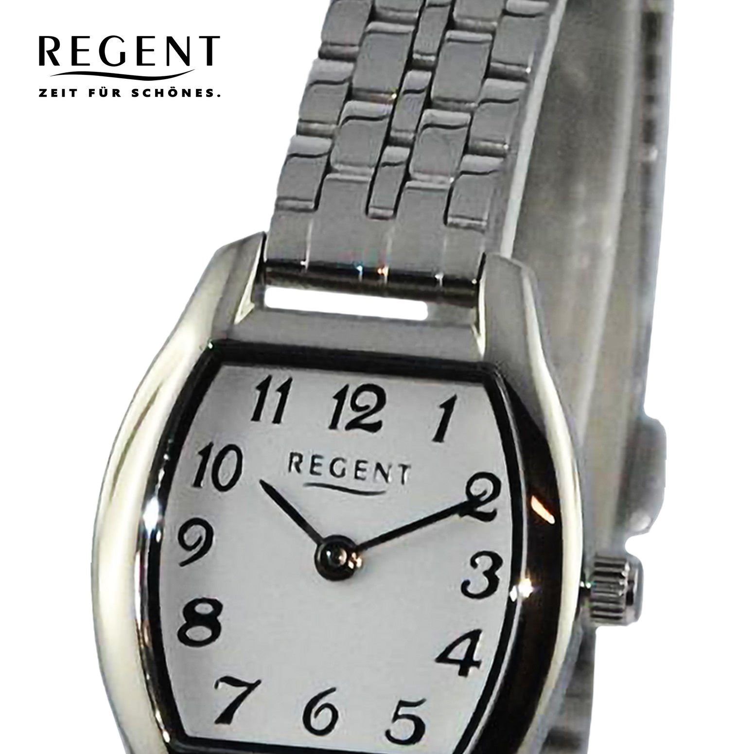 Regent Quarzuhr Regent Damen Armbanduhr Analog, (Analoguhr), Damen Armbanduhr rund, extra groß (ca. 22x30mm), Metallarmband