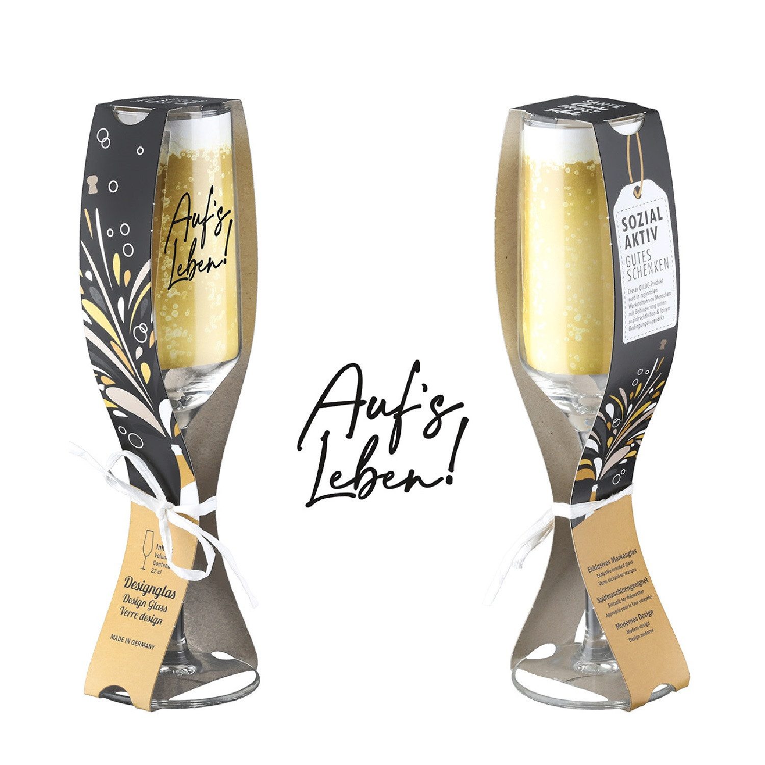 GILDE Sektglas 'Auf´s Leben' 220 ml, Glas