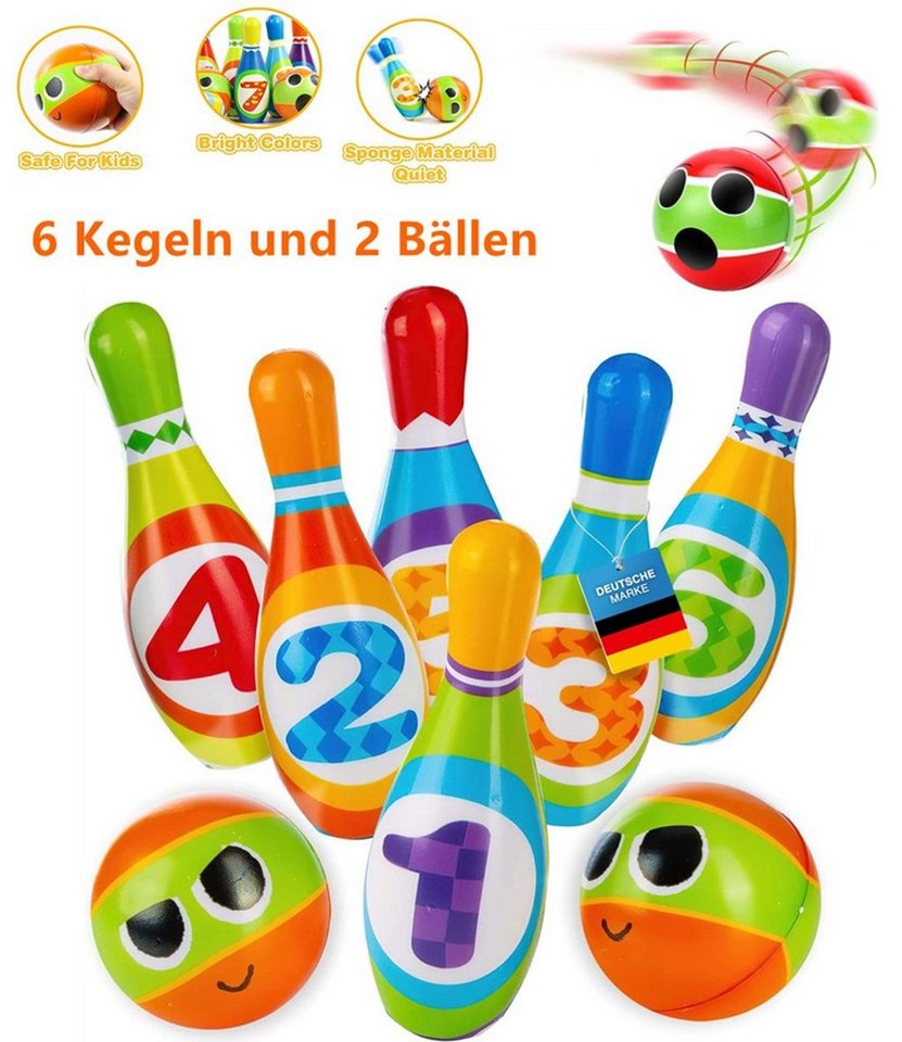 XDeer Lernspielzeug Kegelspiel für Kinder,Pädagogisches  Bowlingset,Montessori Spiele, Outdoorspielzeug,Präfektes Spielzeug für  drinnen und draußen