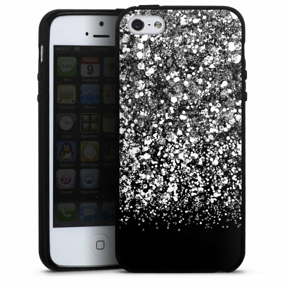 DeinDesign Handyhülle Glitzer Look Schneeflocken Muster Snow Fall Glitter Look, Apple iPhone SE (2016-2019) Silikon Hülle Bumper Case Smartphone Cover