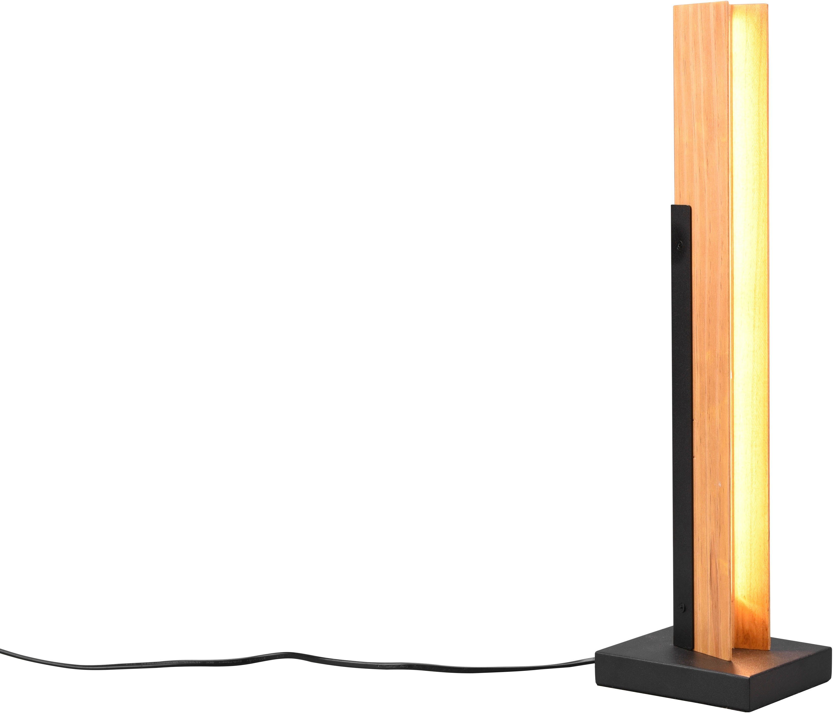 TRIO Leuchten integriert, Helligkeitsstufen, LED fest Touchdimmer, 50cm, Warmweiß, + Tischlampe Höhe warmweiß Holz Metall LED Kerala, Tischleuchte 8W mehrere LED aus Dimmfunktion