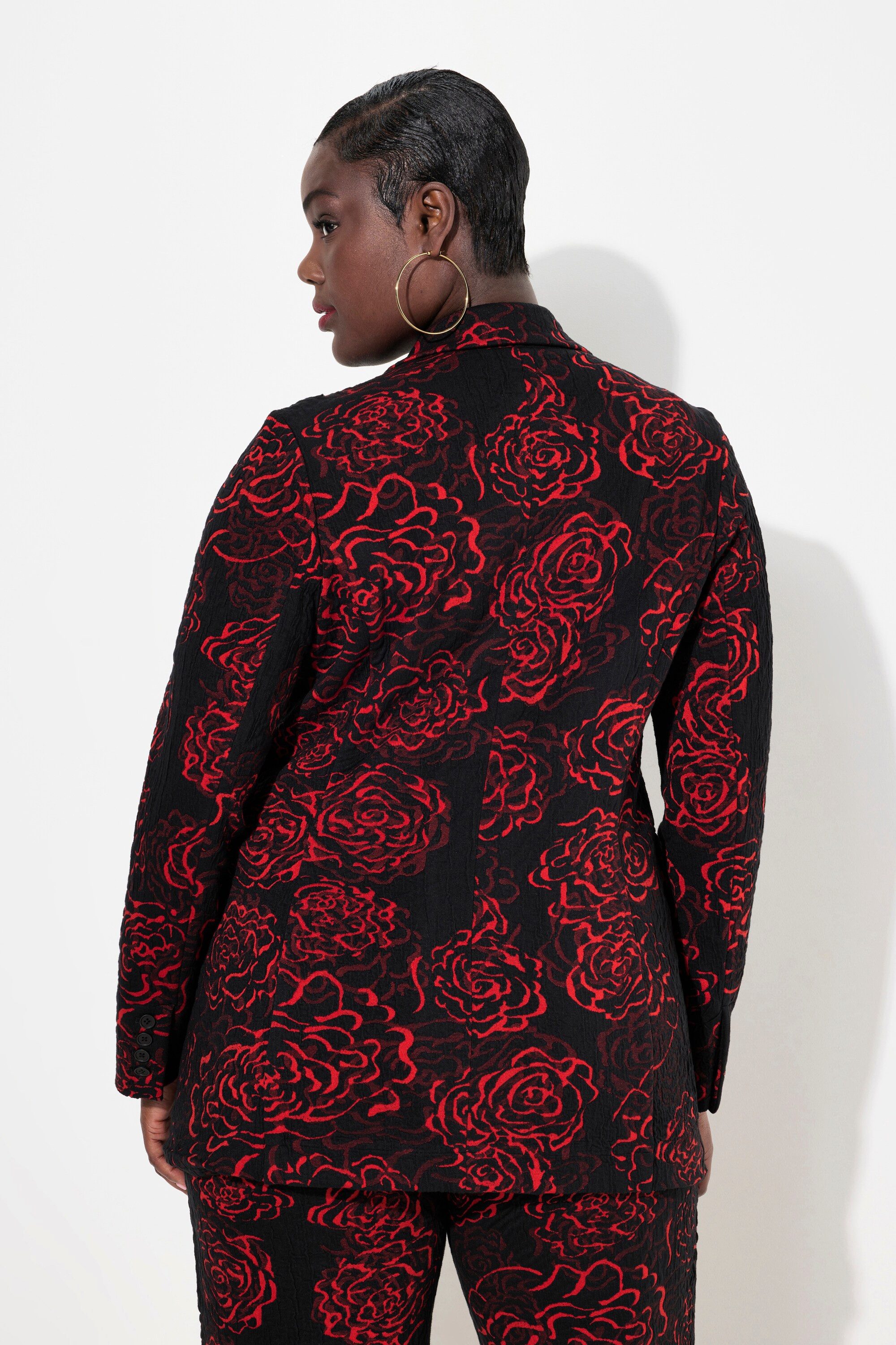 Ulla Popken Blusenblazer Jacquard-Jerseyblazer Reverskragen florales Design