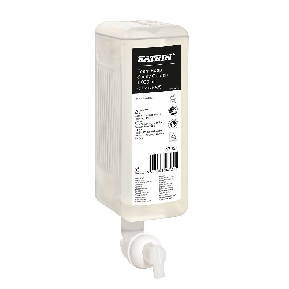 KATRIN Körperpflegemittel 1 Liter Schaumseife Foam Soap SUNNY GARDEN, 1-tlg., Dermatologisch getestet/zugelassen