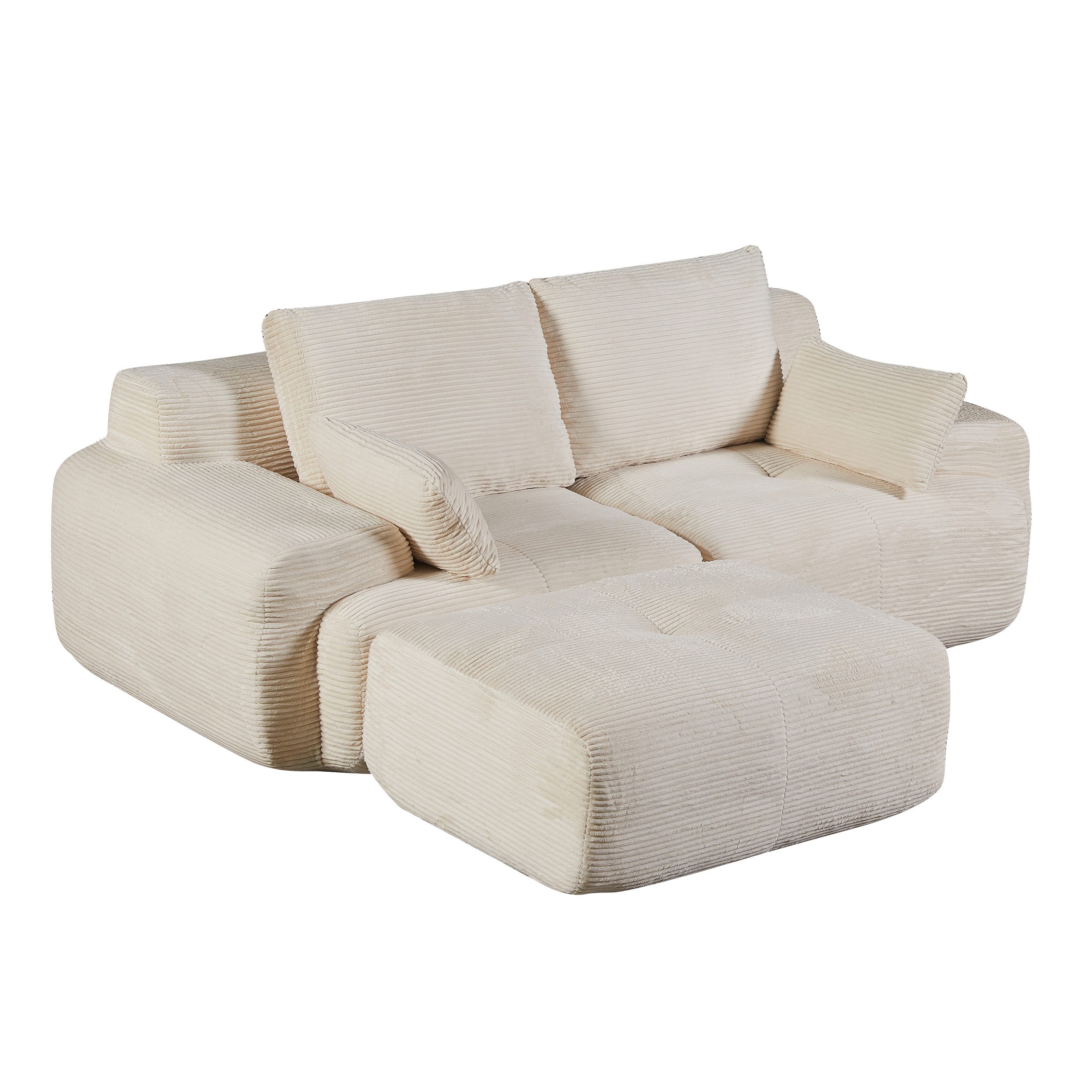 Leawin Sofa 2-Sitzer Sofa ohne Montage, Cordstoff, ergonomisch & platzspare günstig online kaufen