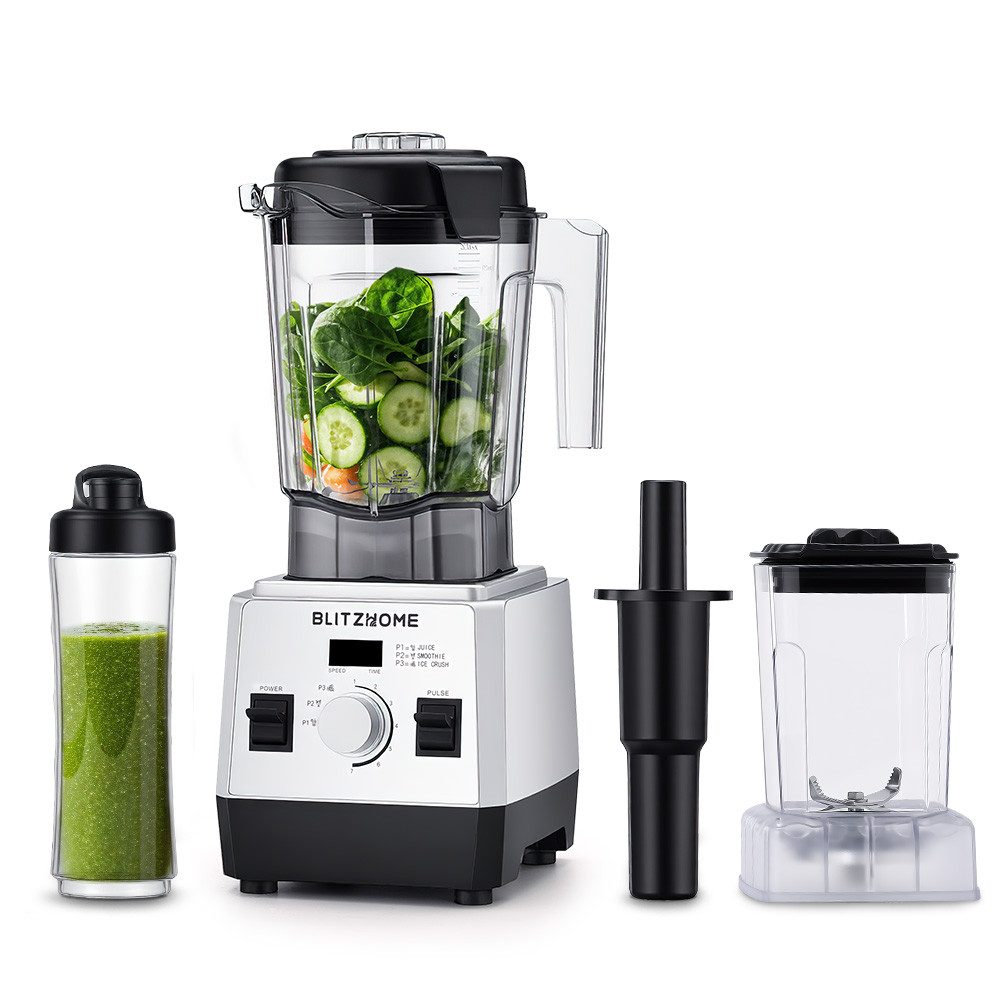 BLiTZWOLF Standmixer 7 Gang Mixer Smoothie Maker für Püree,Ice Crush, 1600 W, 3 Programme 25000 U/min mit Reisebecher und 2 L Mixer