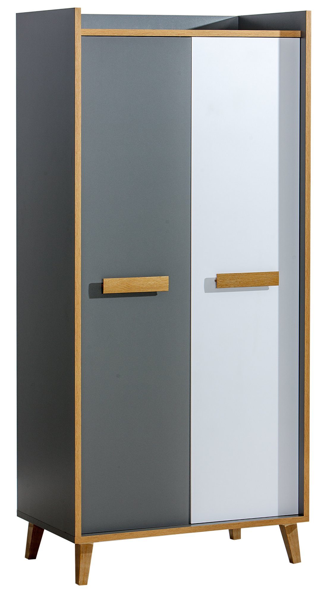 Stylefy Stauraumschrank Wersum Anthrazit Weiß Eiche Riviera  (Kleiderschrank, Mehrzweckschrank) mit Einlegeboden und Fach, viel  Stauraum, Skandinavisch Design, aus Holzwerkstoff