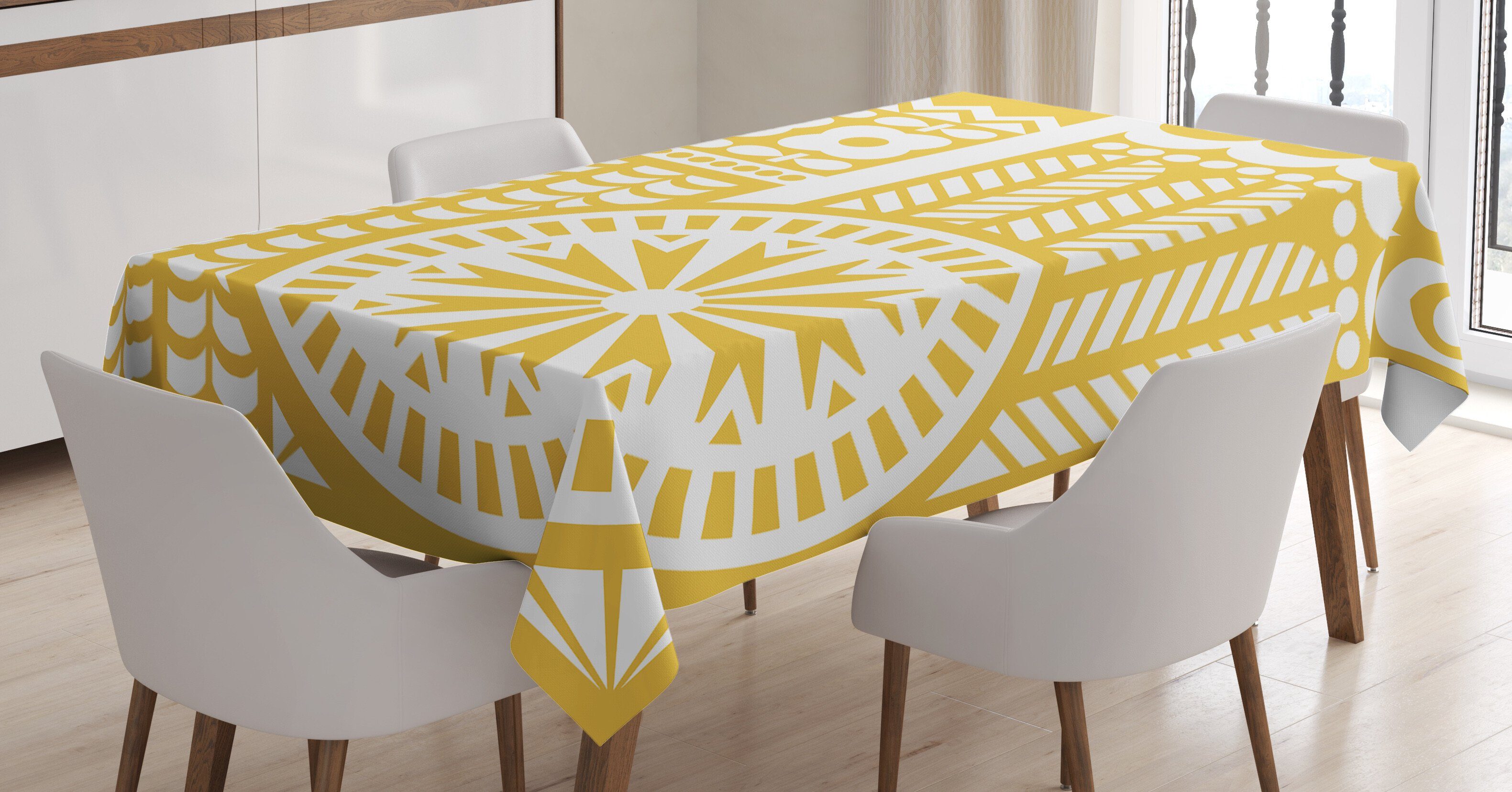 Abakuhaus Tischdecke Farbfest geeignet Gelb Abstrakt Vogel und Waschbar Weiß Für Bereich Farben, den Klare Außen