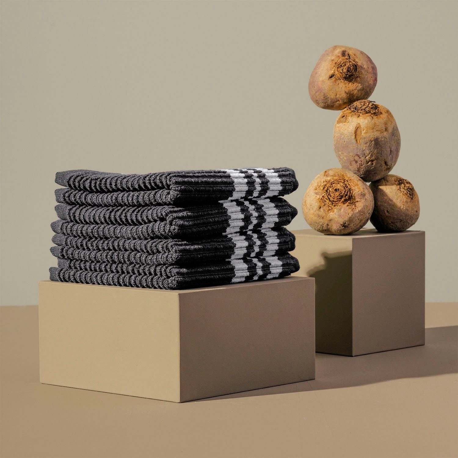 DDDDD Spültuch Provence, aus 30x30 4-tlg), (Set, Baumwolle, cm schwarz reiner