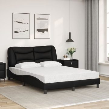 vidaXL Bett Bett mit Matratze Schwarz 140x200 cm Kunstleder