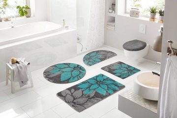 Badematte Susan Home affaire, Höhe 15 mm, fußbodenheizungsgeeignet, strapazierfähig, Polyester, rechteckig, Blumen-Muster, Badteppich, Badematten auch als 3 teiliges Set & rund