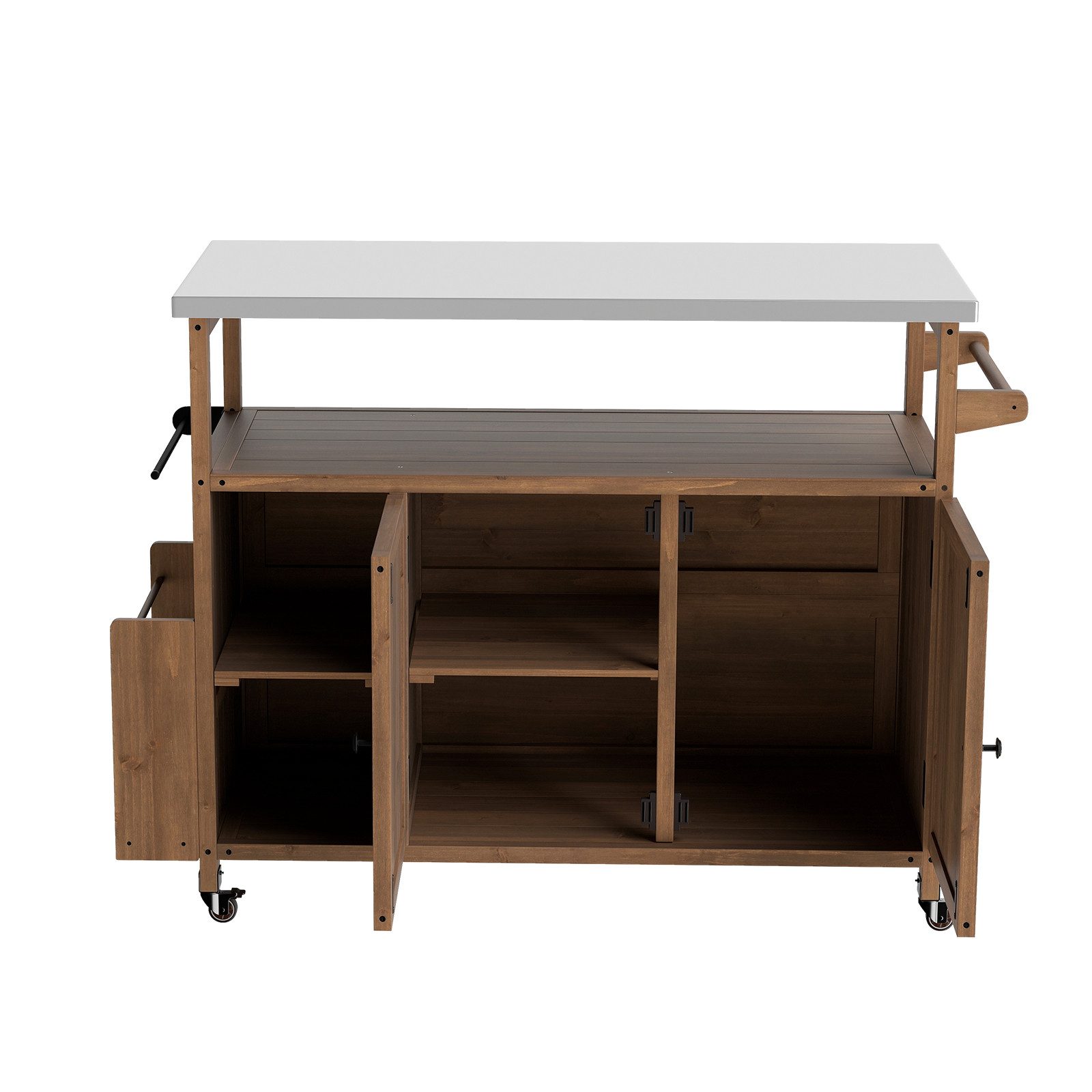 KOMFOTTEU Grillablagetisch, Servierwagen Küchenwagen Kücheninsel auf Rollen
