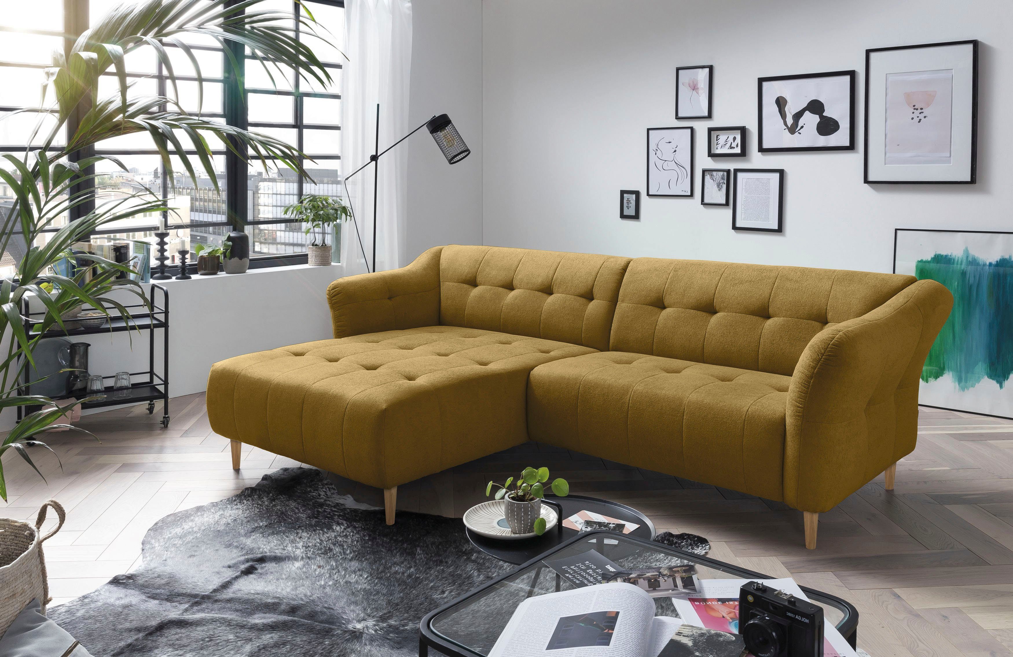 exxpo - sofa fashion Ecksofa mit Raum Holzfüßen, stellbar Soraya, frei im