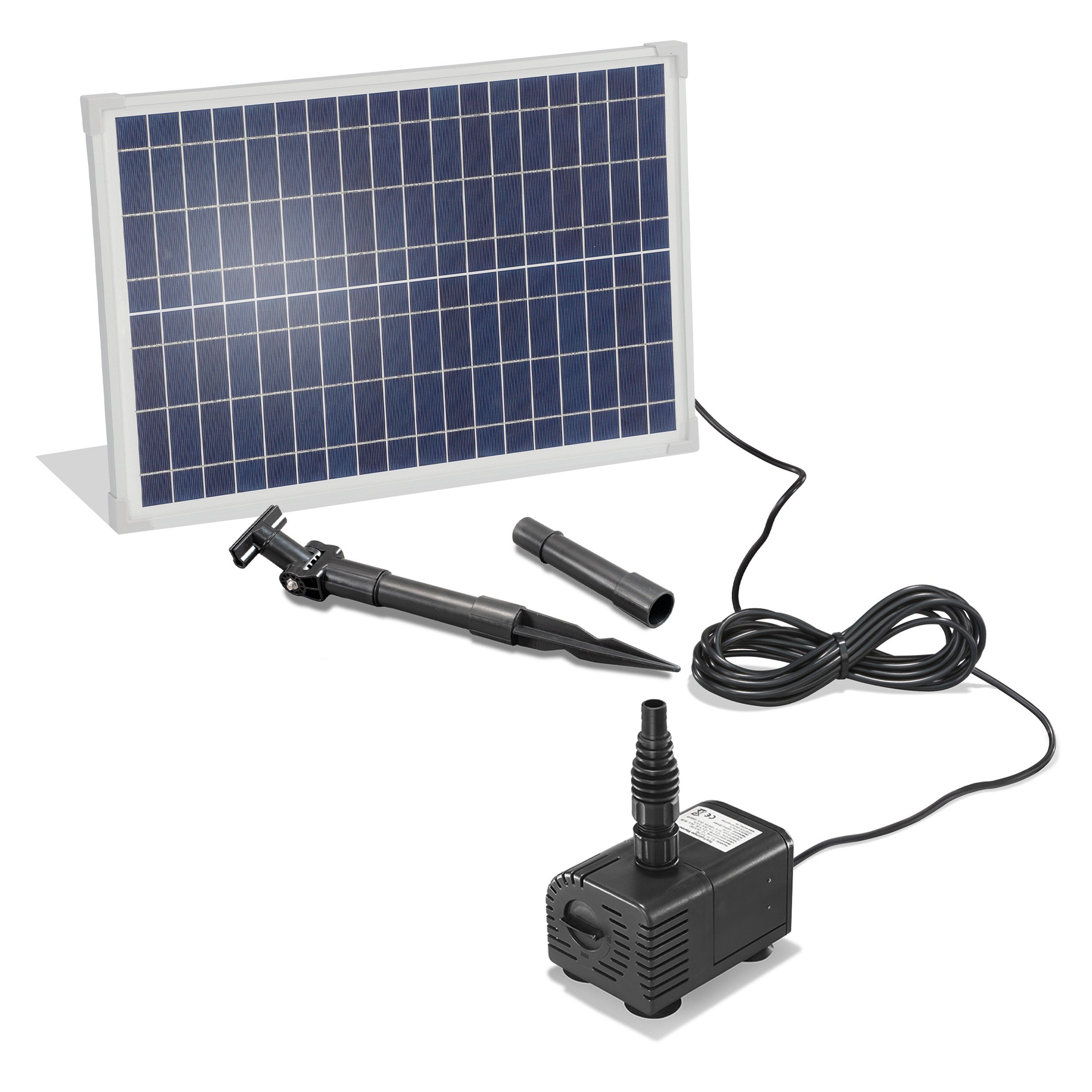esotec Bachlaufpumpe WaterFall 25/1600 Solar Bachlaufpumpenset 1600l/h, 25Wp Modul 101018 (Komplettset)