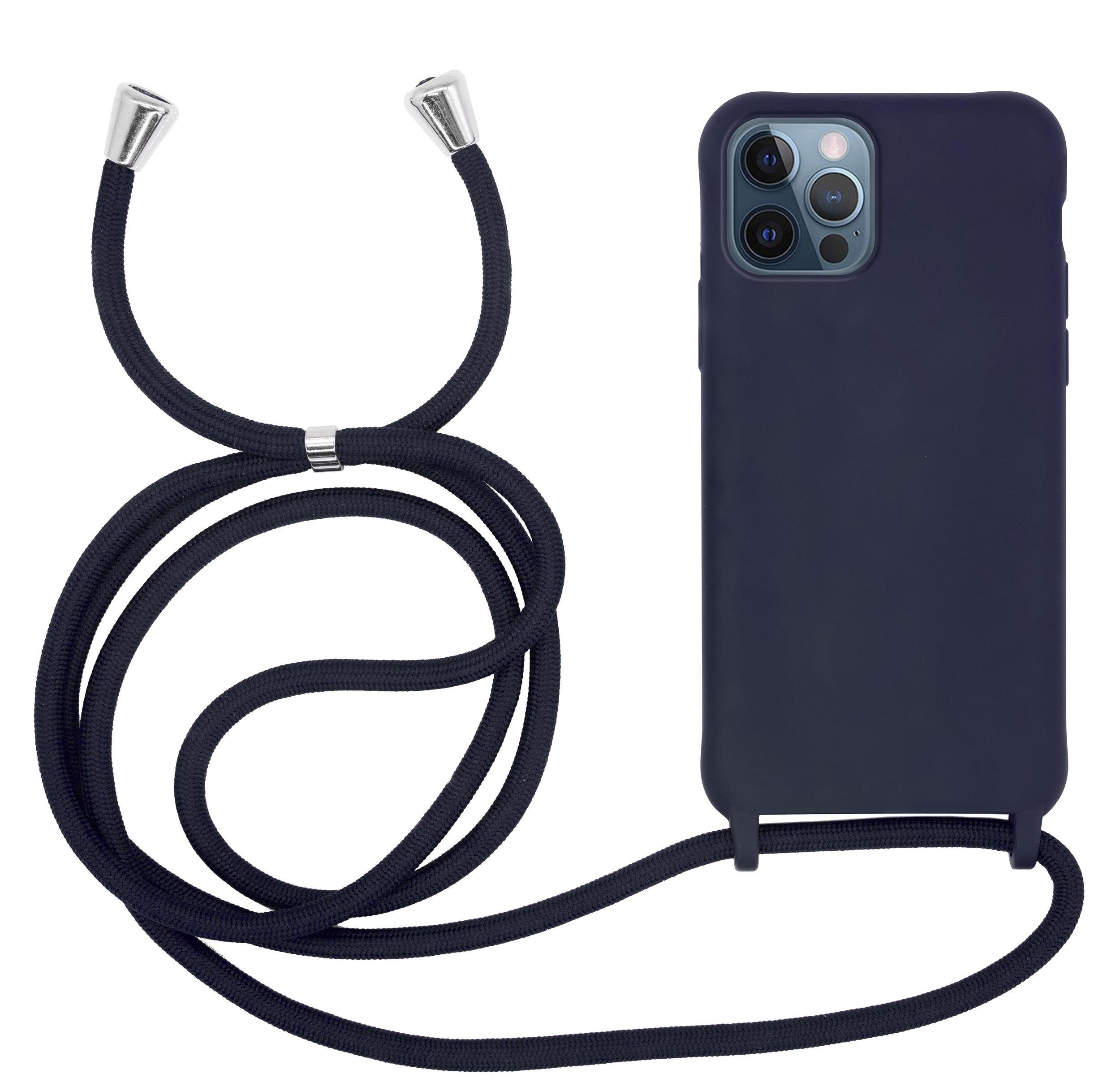 MyGadget Handyhülle Handykette, für Apple iPhone 12 / 12 Pro TPU Hülle mit  Band - Handyhülle mit Handyband zum Umhängen Kordel Schnur Case Schutzhülle  - Dunkel Blau