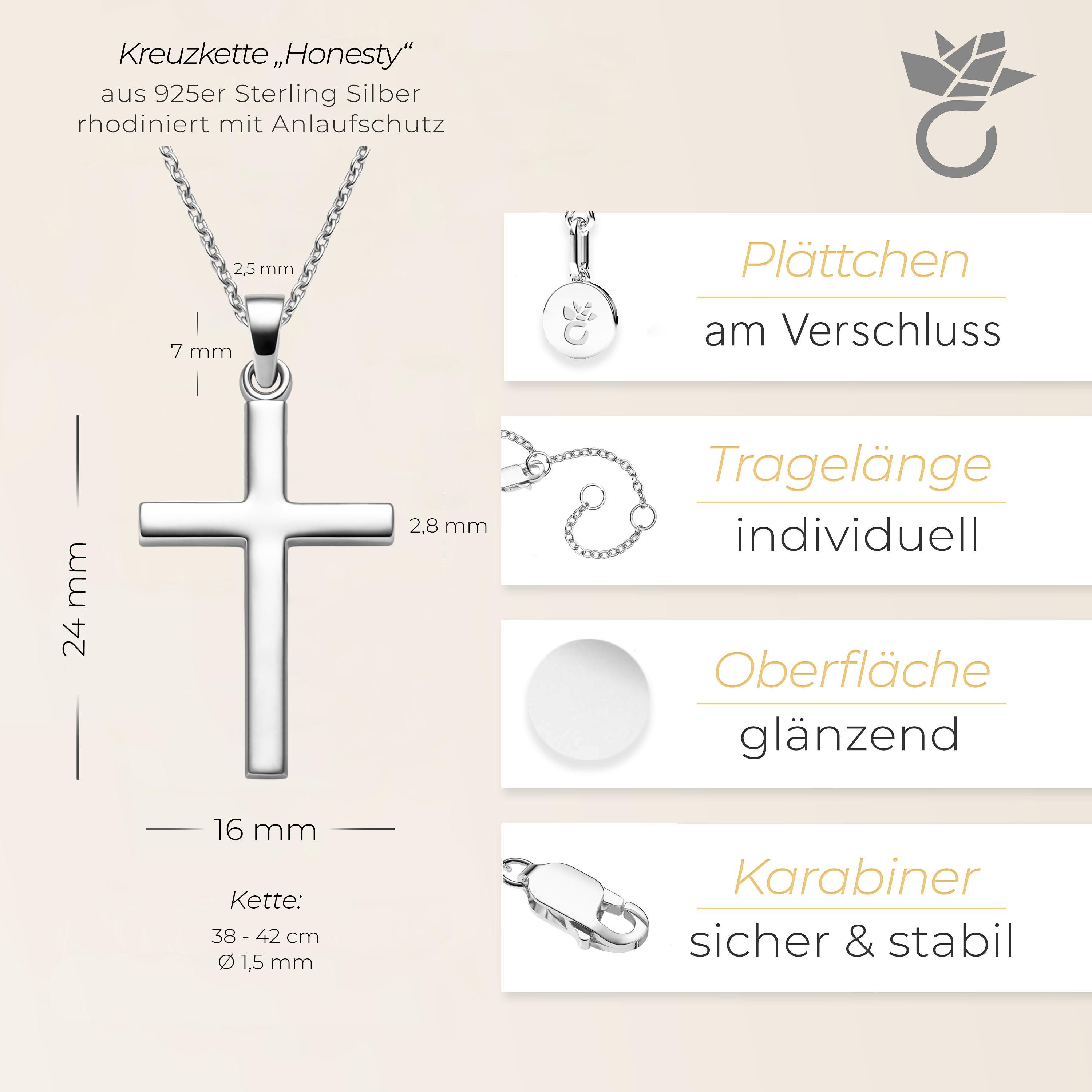 Amoonic Kreuzkette Halskette Mädchen Jungen Silber 925 mit Kreuzanhänger Kommunion Taufe (individuell anpassbare Halskettenlänge)