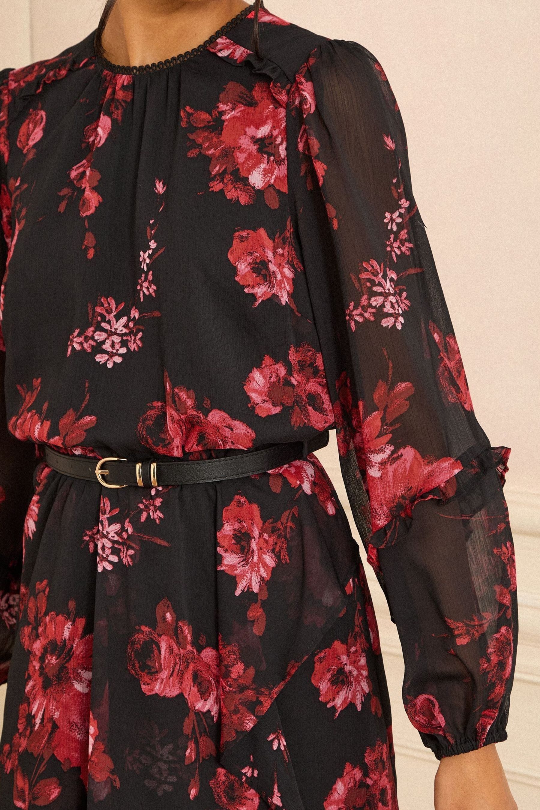 Love & Roses Minikleid Love & Roses Wickel-Minikleid mit Volant, Regular (1-tlg)