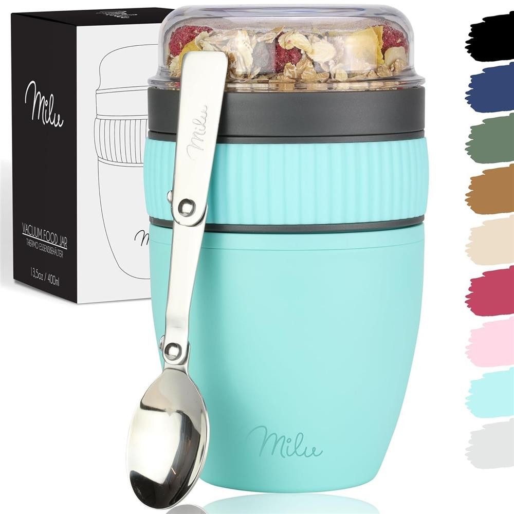 Milu Müslibox Milu Müslibecher To Go Kunststoff 400 ml, auslaufsicher, Müslimax Set