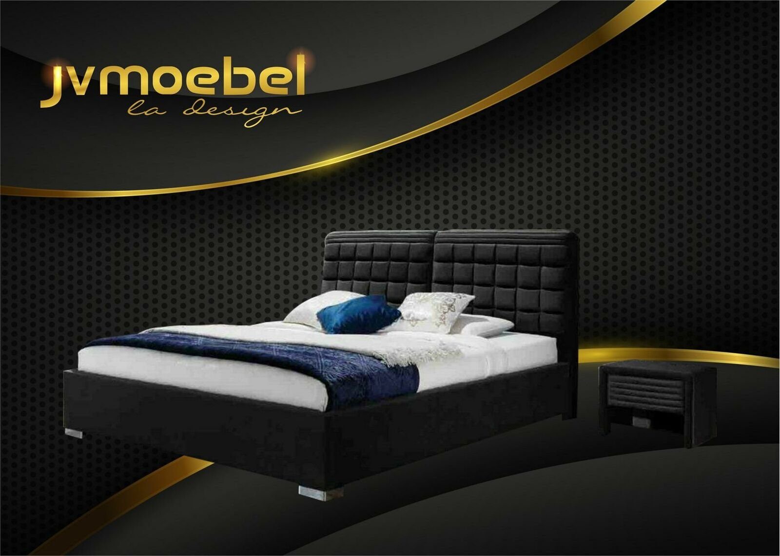 JVmoebel Bett, Schwarz Hotel Stoff Design Bett Boxspring Schlafzimmer Betten Luxus