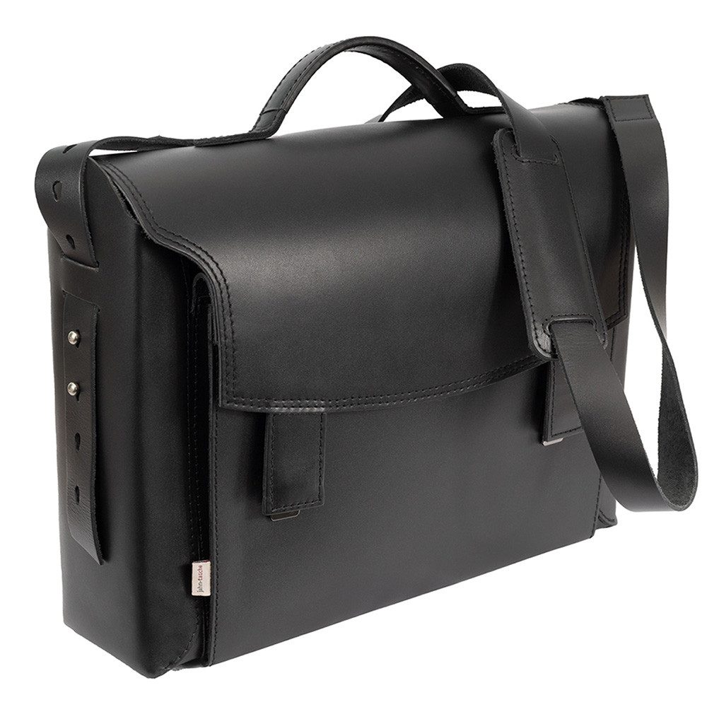 Aktentasche Damen-Aktentasche, Leder Schwarz, Futter Grau, Jahn-Tasche 609