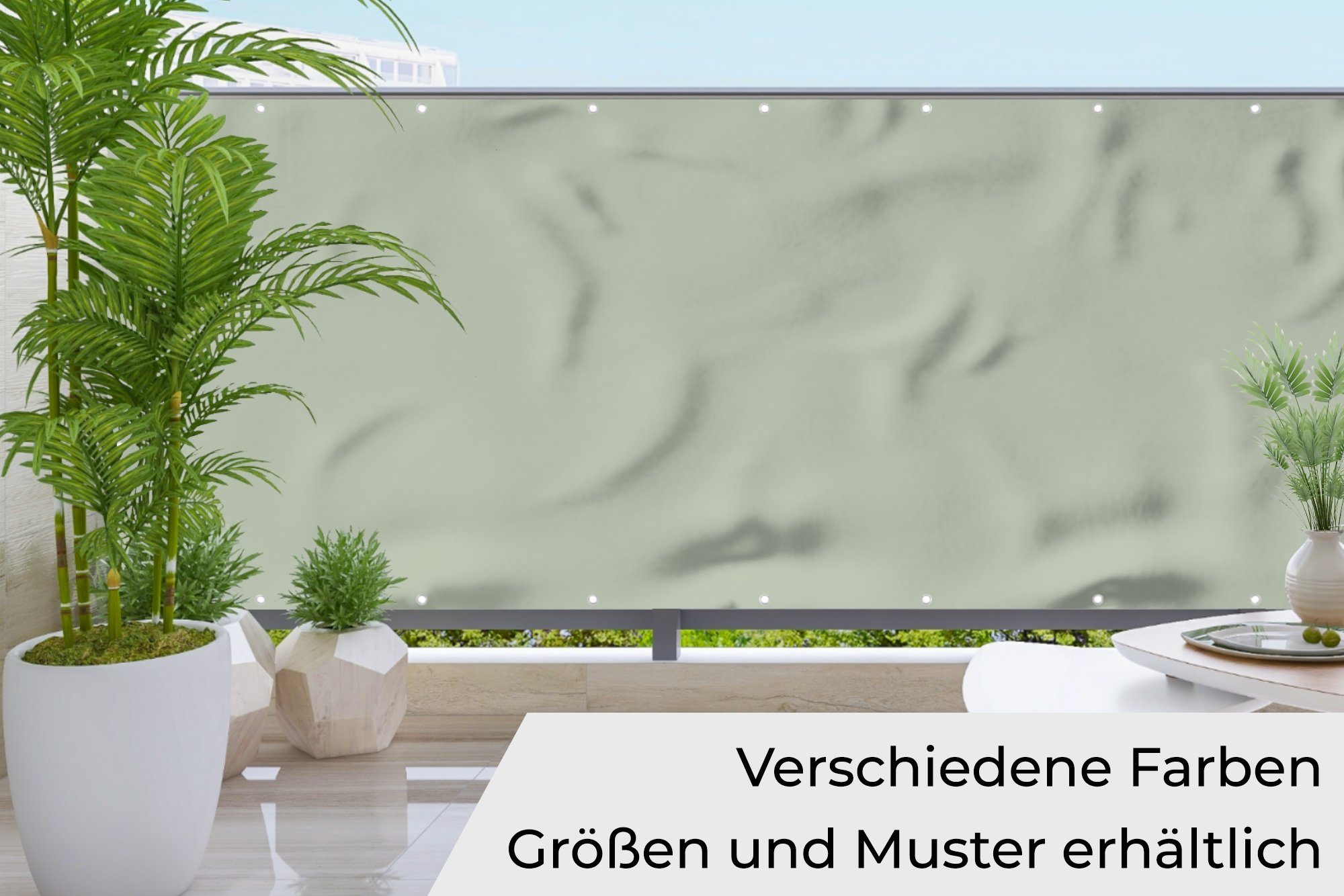 MuchoWow Balkonsichtschutz Mintgrün - Unifarben (1-St) Wind- und Sichtschutz für den Balkon Terrassen, 300x85 cm