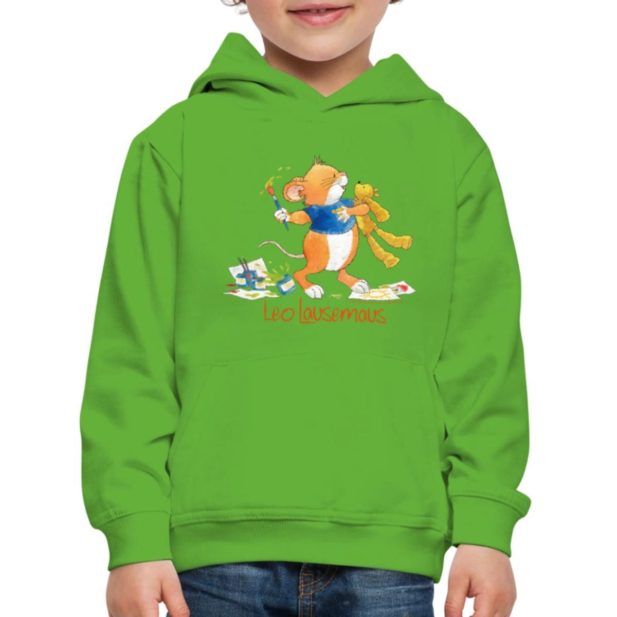 Spreadshirt Hoodie Leo Lausemaus Malen mit Teddy Kinder Premium Hoodie (1-tlg)