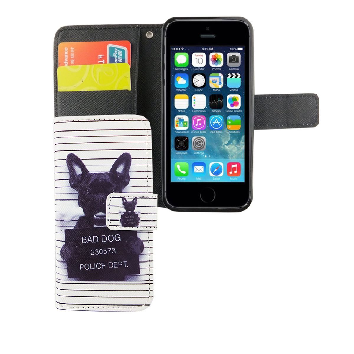 König Design Handyhülle Apple iPhone 5 / 5s / SE, Apple iPhone 5 / 5s / SE Handyhülle Bookcover Weiß