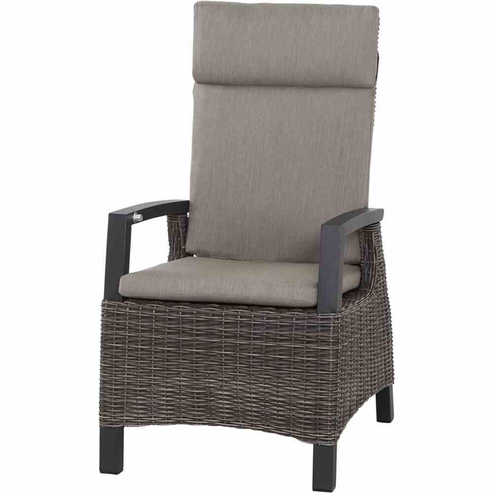 möbelando Gartenlounge-Sessel in matt anthrazit, charcoal grey, taupe meliert