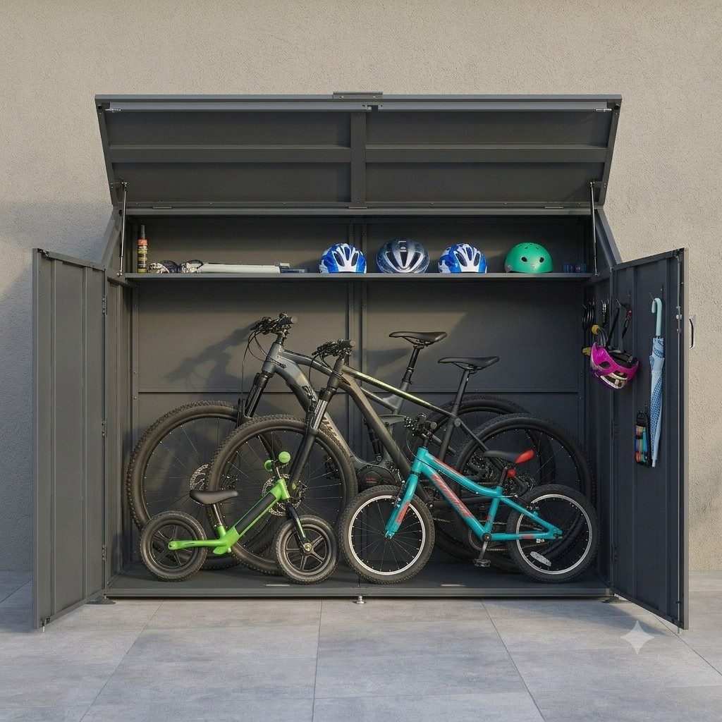 DEGAMO Fahrradbox FREIBURG, 200x100cm, Metall anthrazit, bis zu 4 Fahrräder