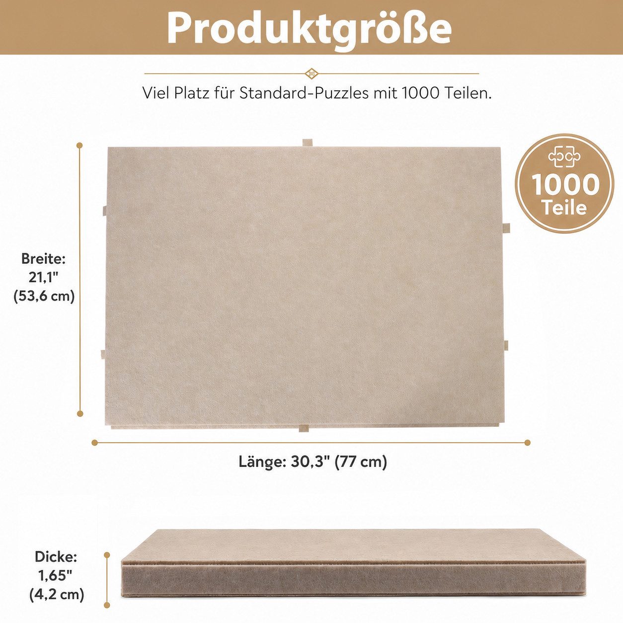 BlingBin Puzzleunterlage Filz Puzzlebrett 1000 Teile mit 6 Schubladen, klappbar, (2-in-1 Puzzlematte mit Ständer & Abdeckung, 1-tlg., 1tlg, 77 x 53,6 x 4,2 cm), Leicht & tragbar für Erwachsene & Kinder