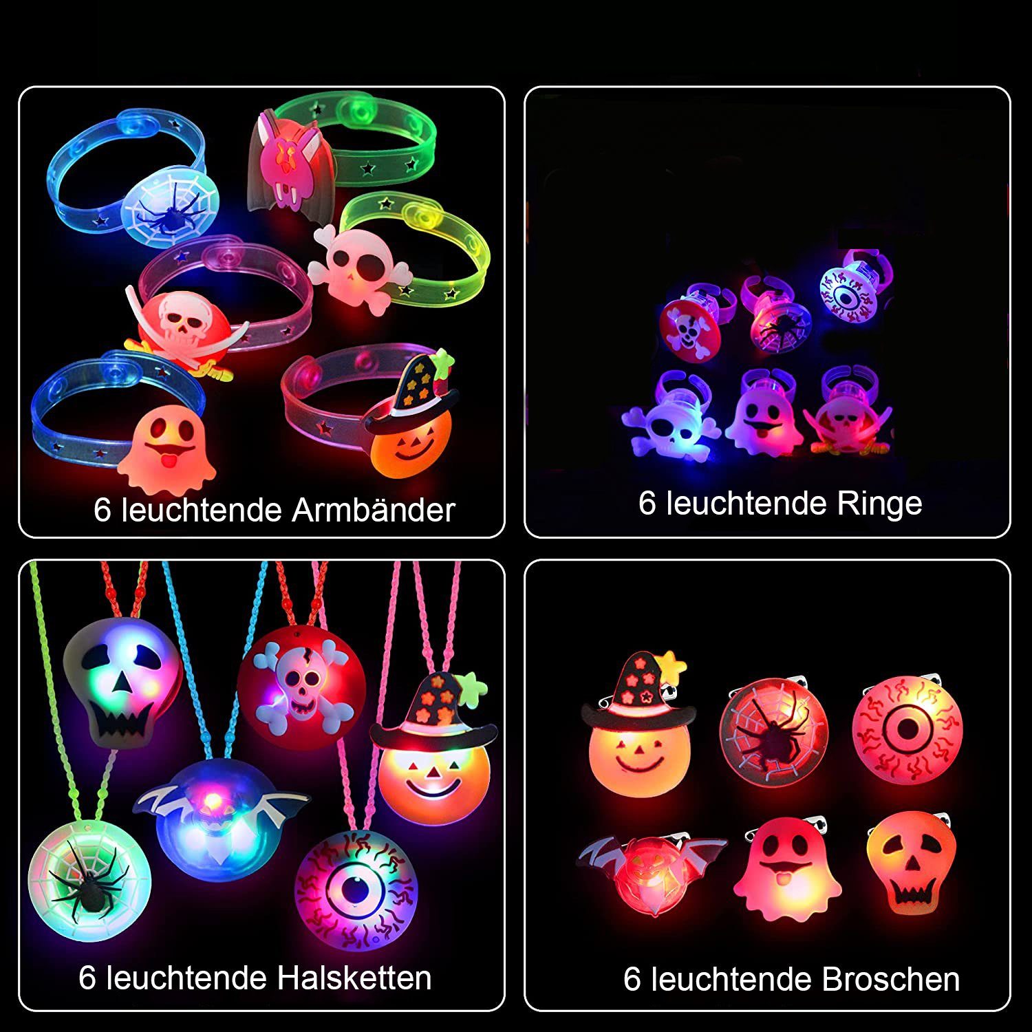 GelldG Dekoobjekt LED Leuchtende Armbänder Set 6 Leuchtspielzeug Kinder