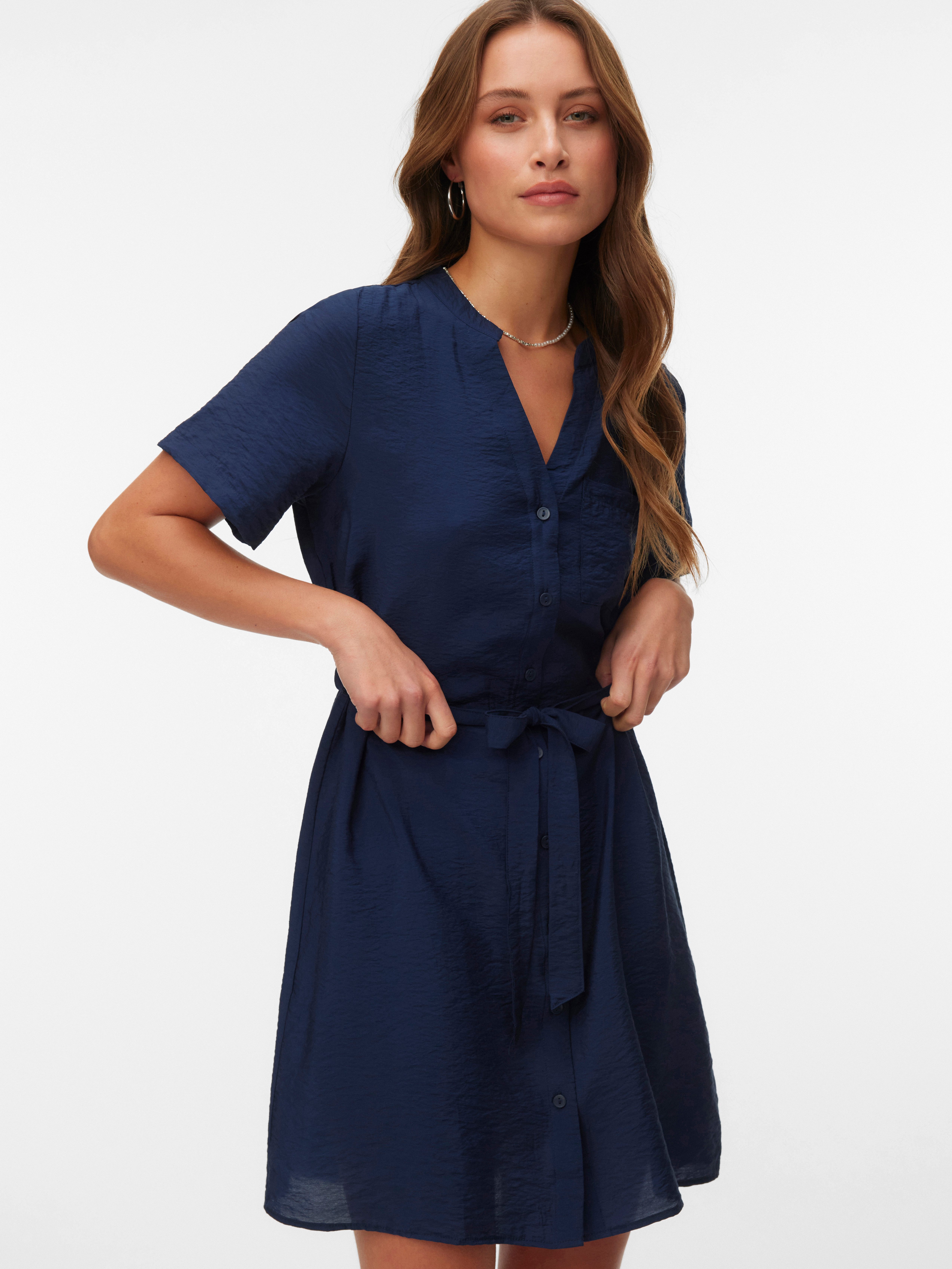 Vero Moda Minikleid VMJOSIE SS SHORT DETAIL DRESS WVN GA Viskosemischung, regular fit