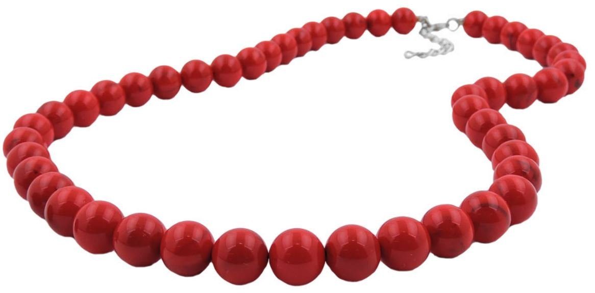 42 für Damen cm, Collier Kunststoffperlen rot-schwarz-marmoriert unbespielt Kette Modeschmuck