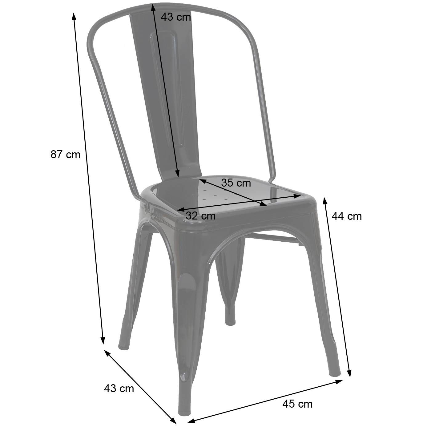 4er-Set, MCW 4 für Querstreben St), Stabilität grau Bodenschonende (Set, Stapelstuhl Gummifüße, MCW-A73-B-4