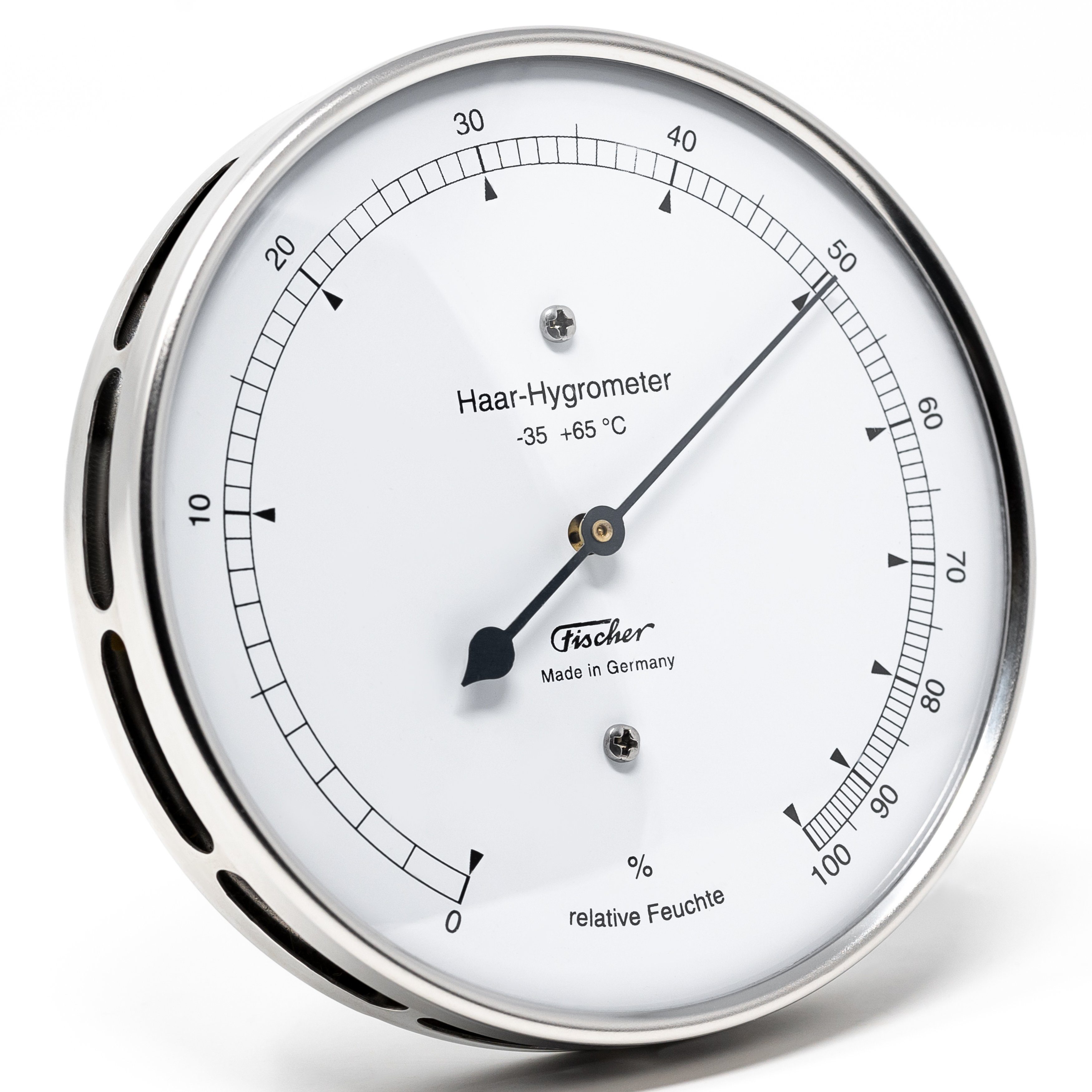 Fischer Hygrometer Fischer 111.01 Haar-Hygrometer 103mm Edelstahl Made in Germany