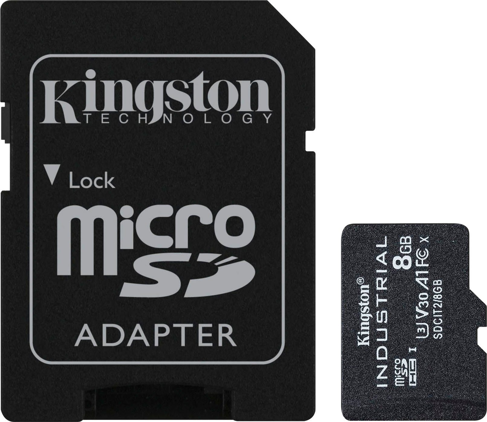 Kingston INDUSTRIAL microSD 8GB + SD Adapter Speicherkarte (8 GB GB, UHS-I Class 10, 100 MB/s Lesegeschwindigkeit)