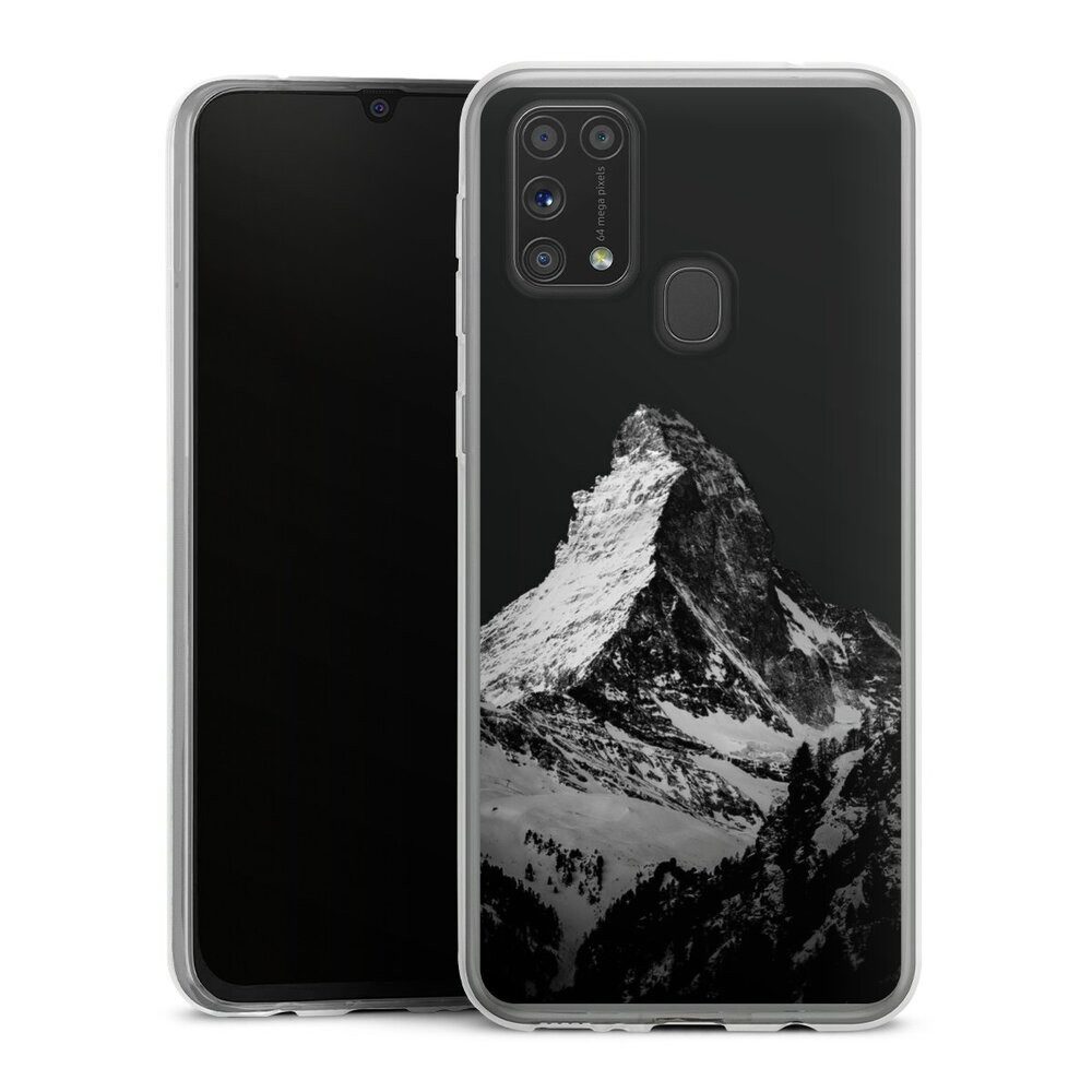 DeinDesign Handyhülle Berg Schnee Alpspitze Snow Capped Mountains Grayscale, Samsung Galaxy M31 Slim Case Silikon Hülle Ultra Dünn Schutzhülle